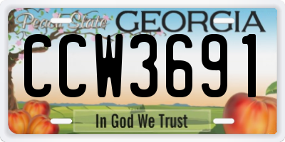 GA license plate CCW3691