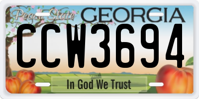 GA license plate CCW3694
