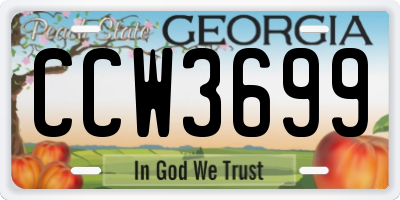 GA license plate CCW3699