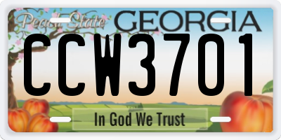 GA license plate CCW3701