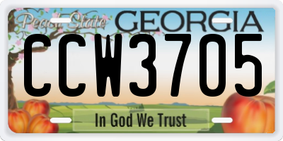 GA license plate CCW3705