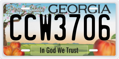 GA license plate CCW3706