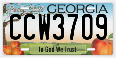 GA license plate CCW3709