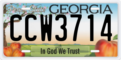 GA license plate CCW3714