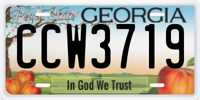 GA license plate CCW3719