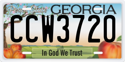 GA license plate CCW3720