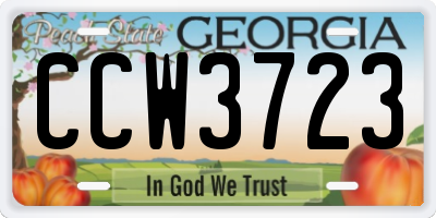 GA license plate CCW3723