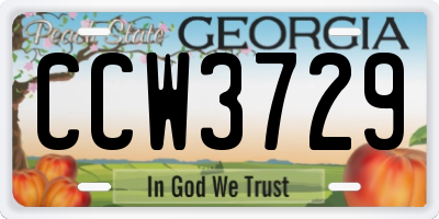 GA license plate CCW3729