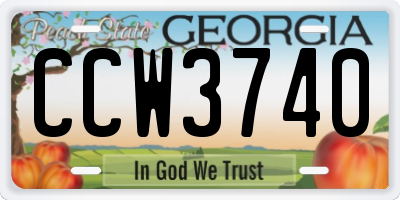 GA license plate CCW3740