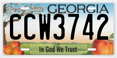 GA license plate CCW3742