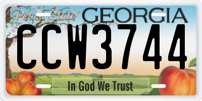 GA license plate CCW3744