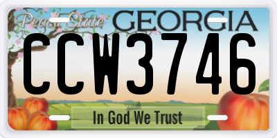 GA license plate CCW3746