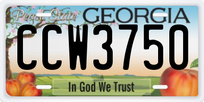 GA license plate CCW3750