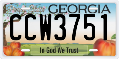 GA license plate CCW3751