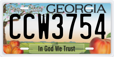 GA license plate CCW3754