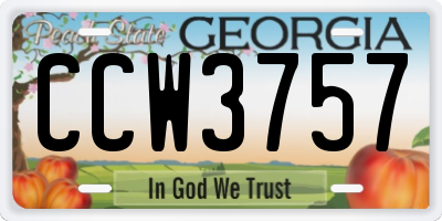 GA license plate CCW3757