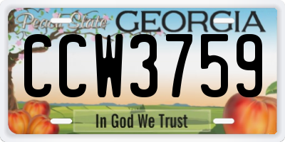 GA license plate CCW3759
