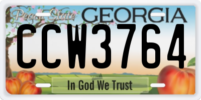 GA license plate CCW3764