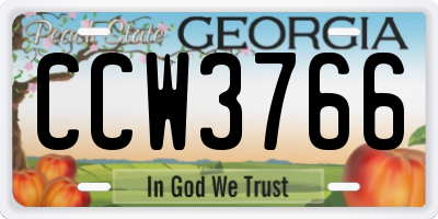 GA license plate CCW3766