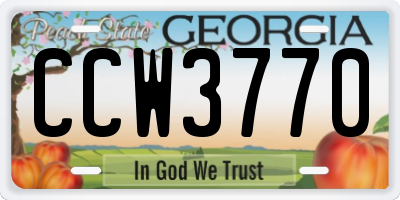 GA license plate CCW3770