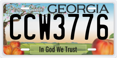 GA license plate CCW3776