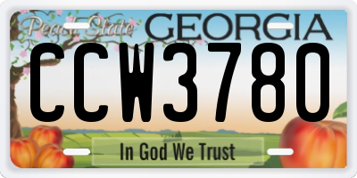 GA license plate CCW3780
