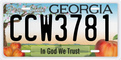 GA license plate CCW3781