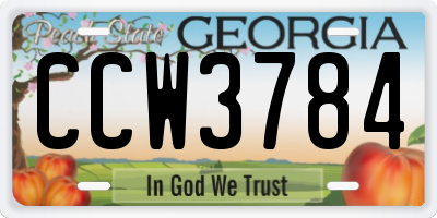 GA license plate CCW3784