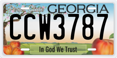 GA license plate CCW3787