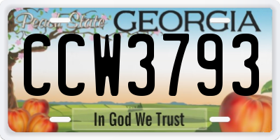 GA license plate CCW3793