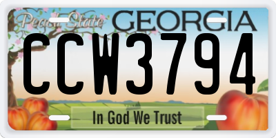 GA license plate CCW3794
