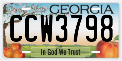 GA license plate CCW3798