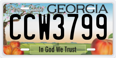 GA license plate CCW3799