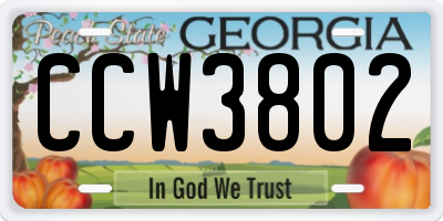 GA license plate CCW3802