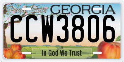 GA license plate CCW3806