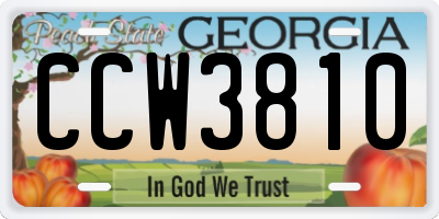 GA license plate CCW3810