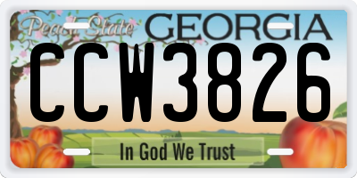 GA license plate CCW3826