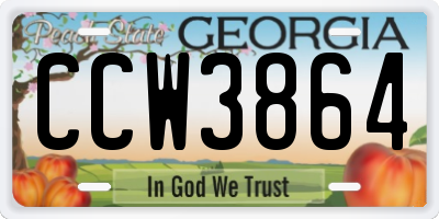 GA license plate CCW3864