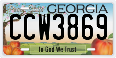 GA license plate CCW3869