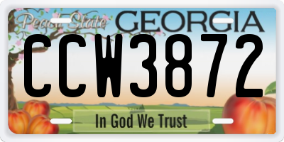 GA license plate CCW3872