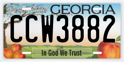GA license plate CCW3882