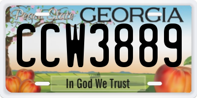 GA license plate CCW3889