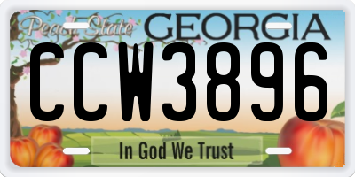 GA license plate CCW3896