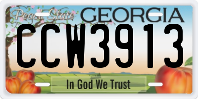 GA license plate CCW3913