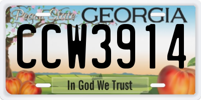GA license plate CCW3914
