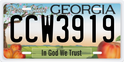 GA license plate CCW3919