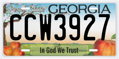 GA license plate CCW3927