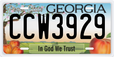 GA license plate CCW3929