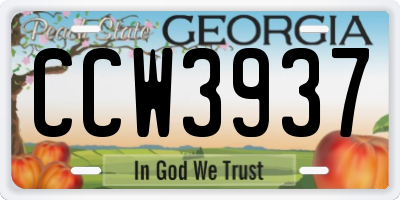 GA license plate CCW3937