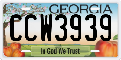 GA license plate CCW3939